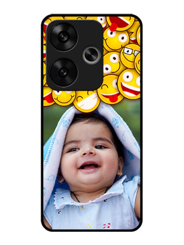 Custom Poco F6 5G Custom Glass Phone CaseWith Smiley Emoji Design