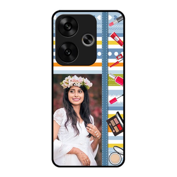 Poco F6 5G Custom Glass Phone CaseMakeup Icons Design