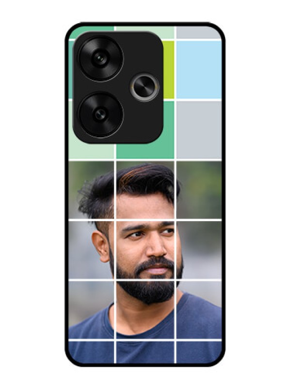 Custom Poco F6 5G Custom Glass Phone CaseWith White Box Pattern