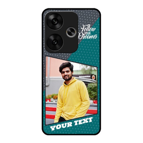 Poco F6 5G Custom Glass Phone CaseBackground Pattern Design With Quote