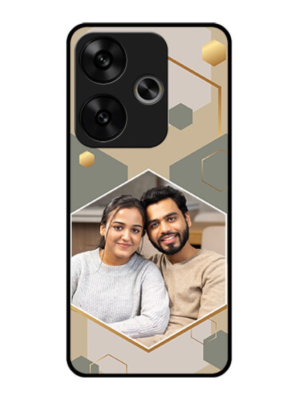 Custom Poco F6 5G Custom Glass Phone CaseStylish Hexagon Pattern Design