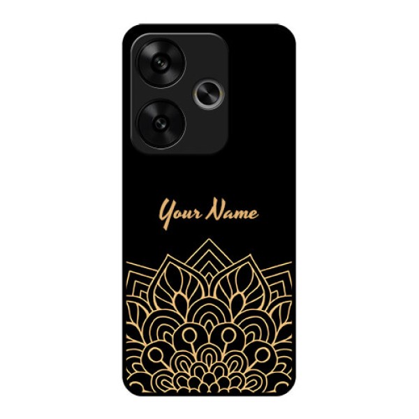 Poco F6 5G Custom Glass Phone CaseGolden Mandala Design