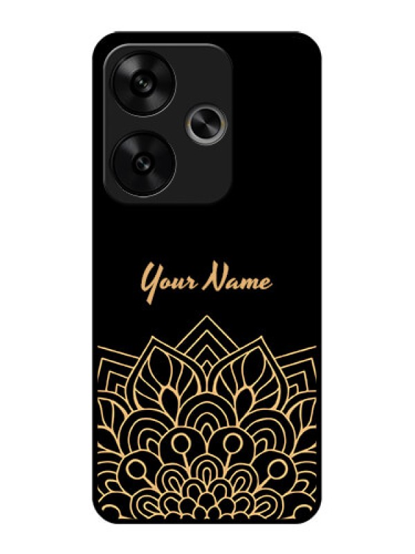 Custom Poco F6 5G Custom Glass Phone CaseGolden Mandala Design