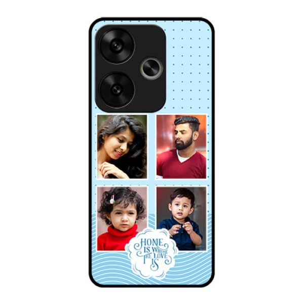 Poco F6 5G Custom Glass Phone CaseCute Love Quote With 4 Pic Upload Design Poco F6 5G Custom Glass Phone CaseCute Love Quote With 4 Pic Upload Design
