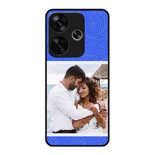 Poco F6 5G Custom Glass Phone CaseCurved Line Art With Blue And White Design Poco F6 5G Custom Glass Phone CaseCurved Line Art With Blue And White Design