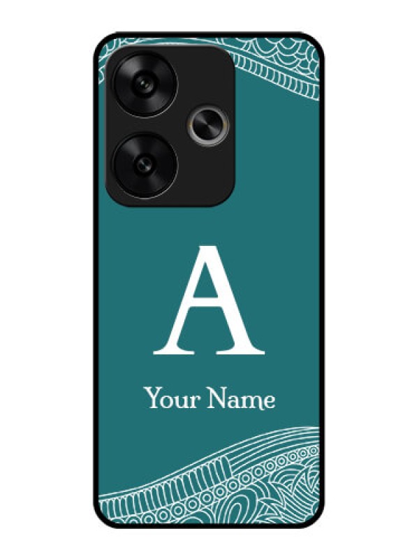 Custom Poco F6 5G Custom Glass Phone CaseLine Art Pattern With Custom Name Design