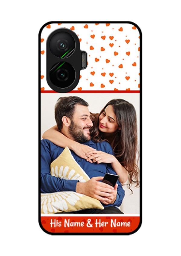 Poco F7 5G Custom Glass Phone Case - Orange Love Symbol Design