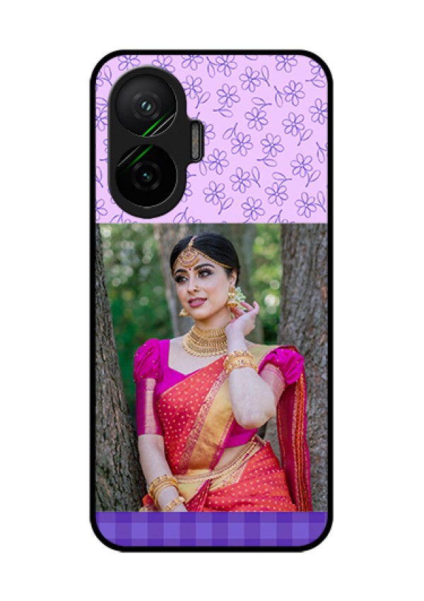 Poco F7 5G Custom Glass Phone Case - Purple Floral Design