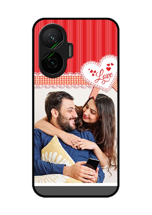 Poco F7 5G Custom Glass Phone Case - Red Love Pattern Design