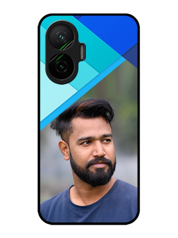 Custom Poco F7 5G Custom Glass Phone Case - Blue Pattern Design