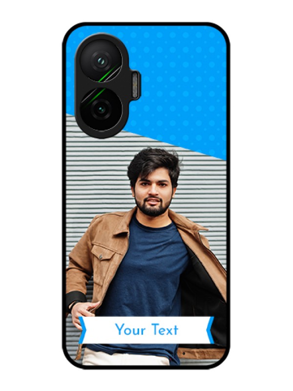 Custom Poco F7 5G Custom Glass Phone Case - Simple Blue Color Design