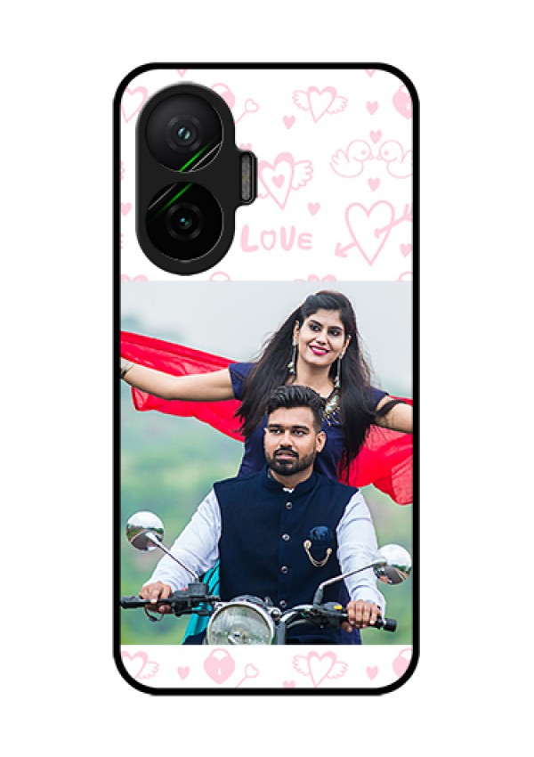 Poco F7 5G Custom Glass Phone Case - Pink Flying Heart Design