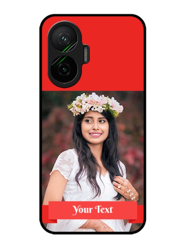 Custom Poco F7 5G Custom Glass Phone Case - Simple Red Color Design