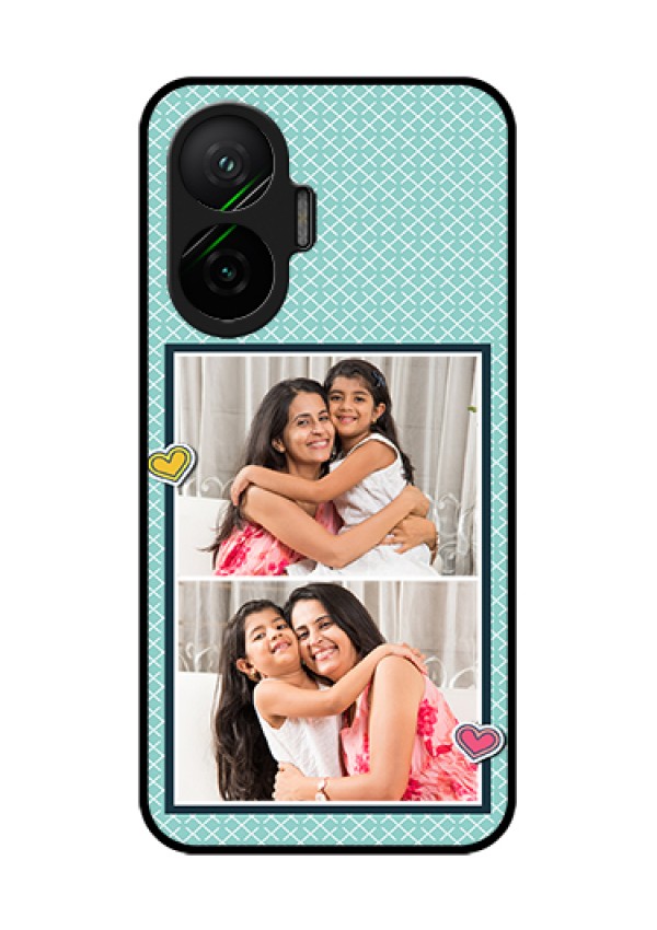 Poco F7 5G Custom Glass Phone Case - 2 Image Holder With Pattern Design