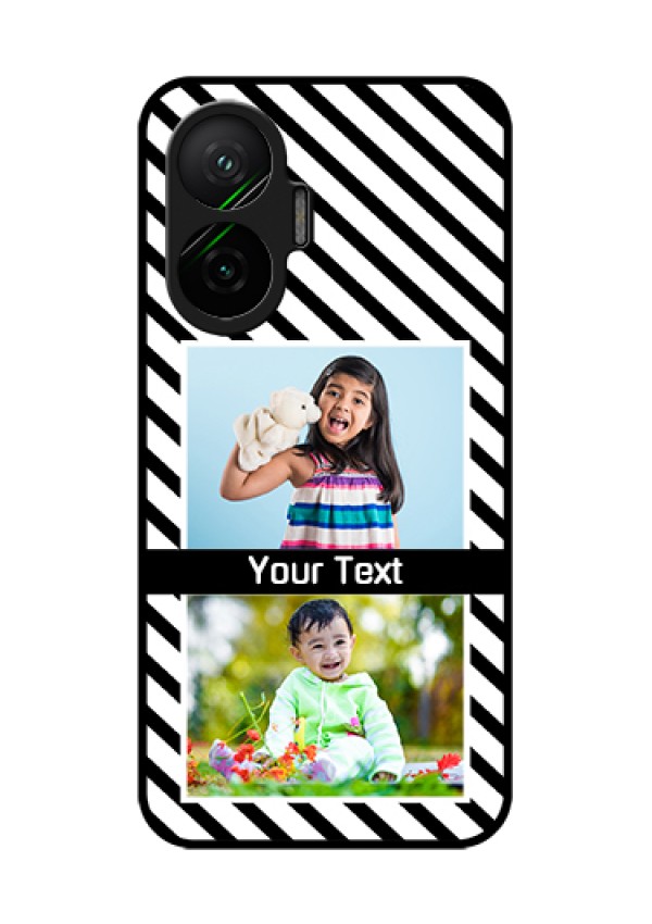Poco F7 5G Custom Glass Phone Case - Black And White Stripes Design