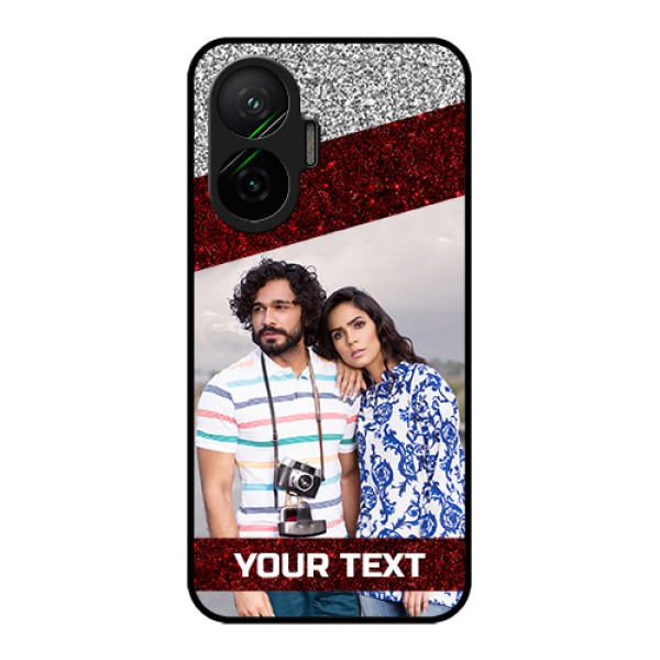 Poco F7 5G Custom Glass Phone Case - Image Holder With Glitter Strip Design Poco F7 5G Custom Glass Phone Case - Image Holder With Glitter Strip Design