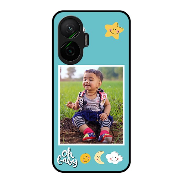 Poco F7 5G Custom Glass Phone Case - Smiley Kids Stars Design
