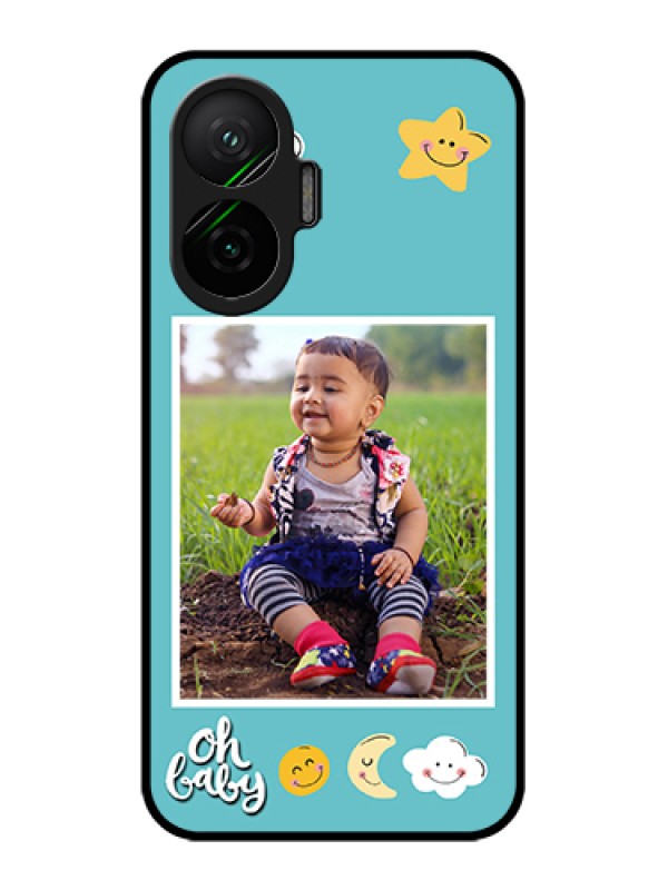 Custom Poco F7 5G Custom Glass Phone Case - Smiley Kids Stars Design