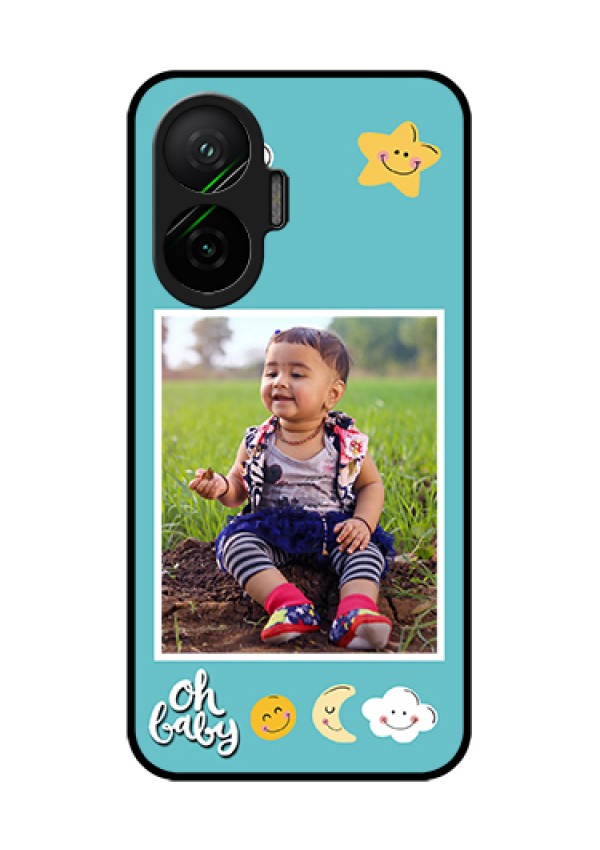 Poco F7 5G Custom Glass Phone Case - Smiley Kids Stars Design