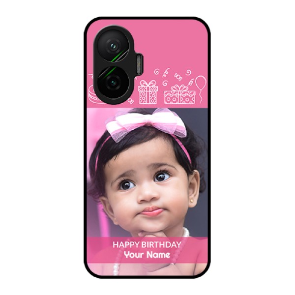 Poco F7 5G Custom Glass Phone Case - With Birthday Line Art Design Poco F7 5G Custom Glass Phone Case - With Birthday Line Art Design