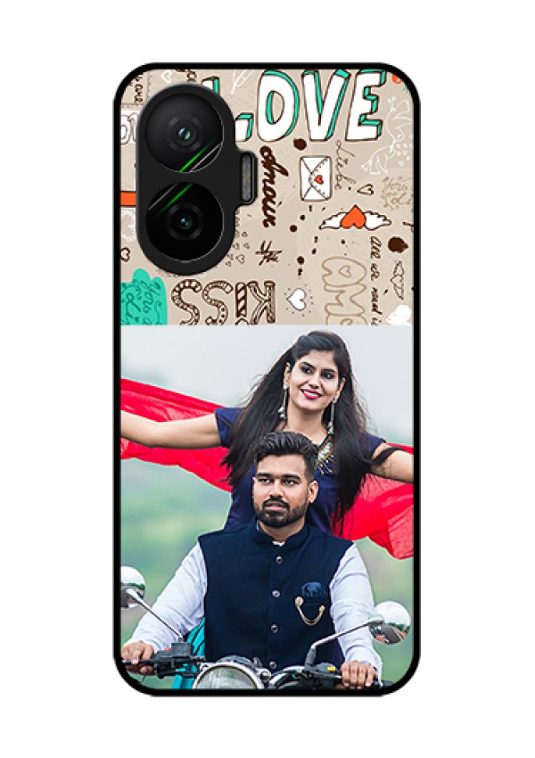 Poco F7 5G Custom Glass Phone Case - Love Doodle Pattern