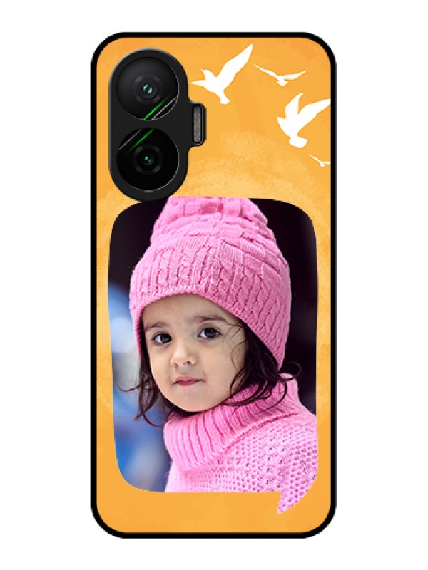 Custom Poco F7 5G Custom Glass Phone Case - Water Color Design With Bird Icons