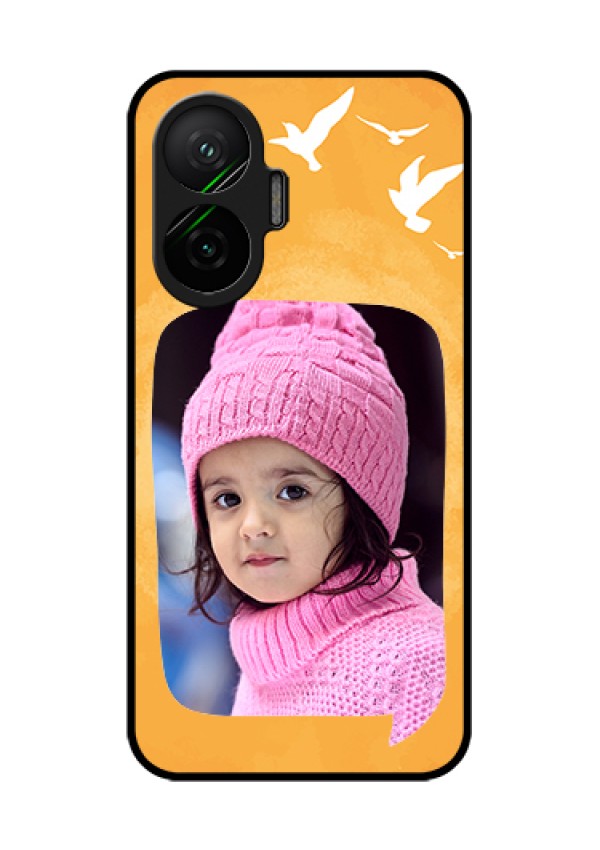 Poco F7 5G Custom Glass Phone Case - Water Color Design With Bird Icons