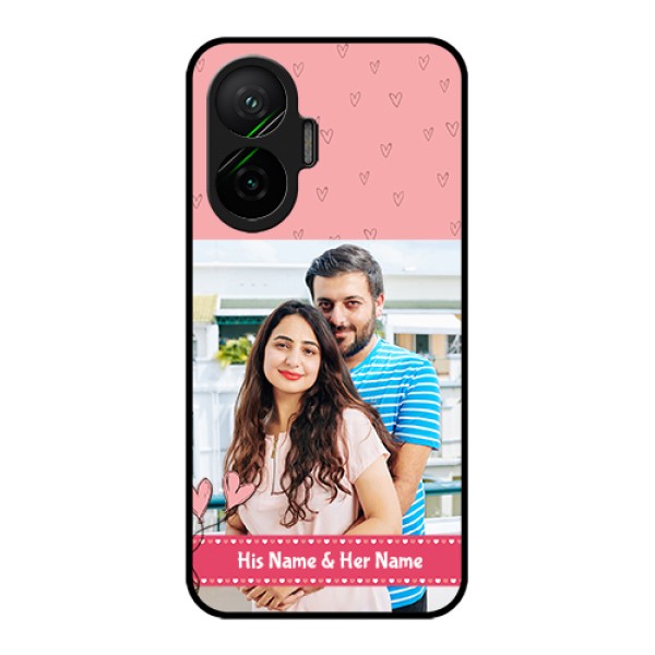 Poco F7 5G Custom Glass Phone Case - Love Design Peach Color
