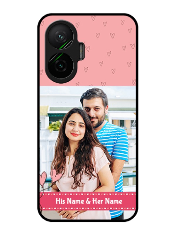 Custom Poco F7 5G Custom Glass Phone Case - Love Design Peach Color