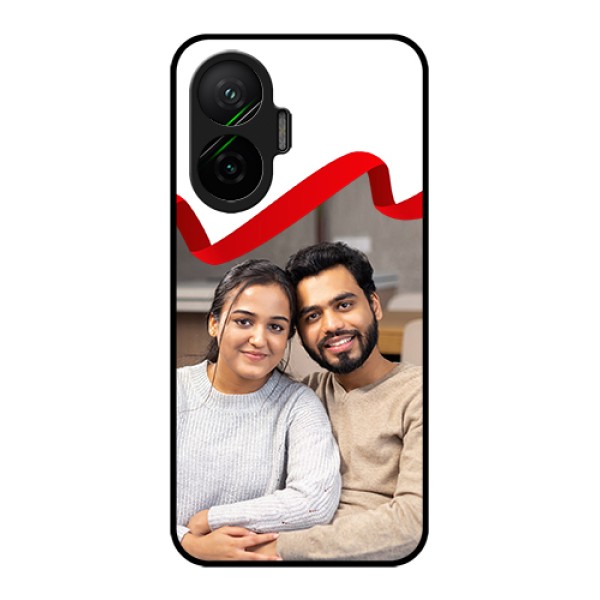 Poco F7 5G Custom Glass Phone Case - Red Ribbon Frame Design