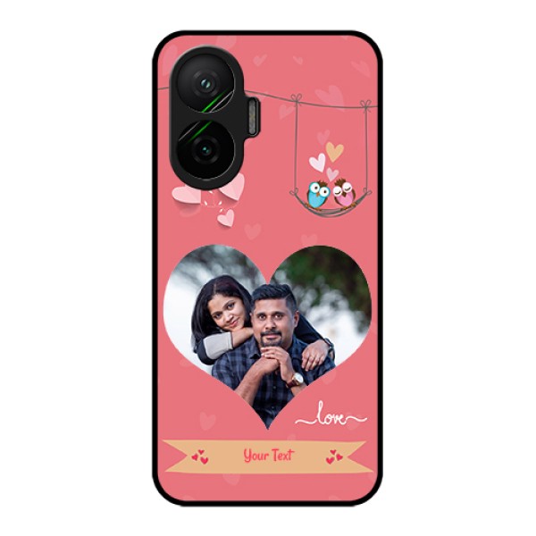 Poco F7 5G Custom Glass Phone Case - Peach Color Love Design Poco F7 5G Custom Glass Phone Case - Peach Color Love Design