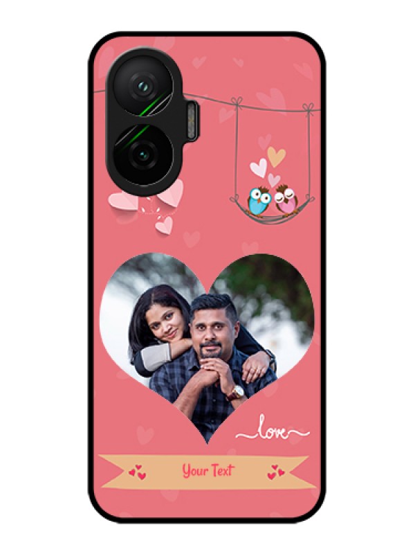 Custom Poco F7 5G Custom Glass Phone Case - Peach Color Love Design