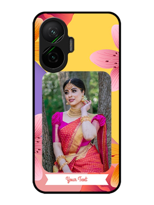 Custom Poco F7 5G Custom Glass Phone Case - 3 Image With Vintage Floral Design