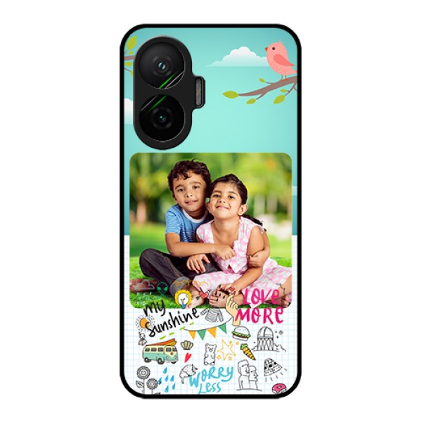 Poco F7 5G Custom Glass Phone Case - Doodle Love Design