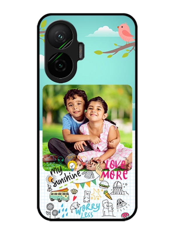 Custom Poco F7 5G Custom Glass Phone Case - Doodle Love Design