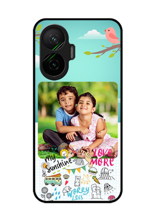 Poco F7 5G Custom Glass Phone Case - Doodle Love Design