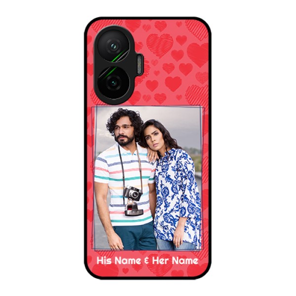 Poco F7 5G Custom Glass Phone Case - With Red Heart Symbols Design Poco F7 5G Custom Glass Phone Case - With Red Heart Symbols Design