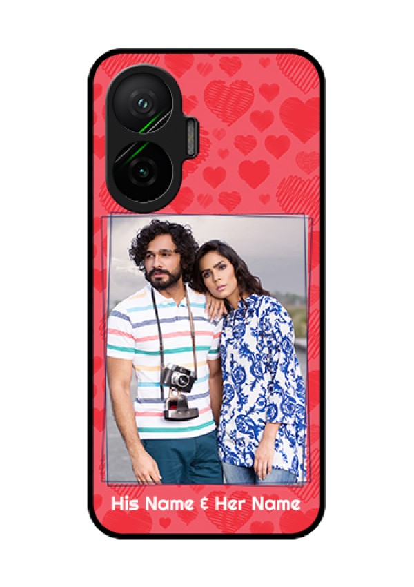 Poco F7 5G Custom Glass Phone Case - With Red Heart Symbols Design