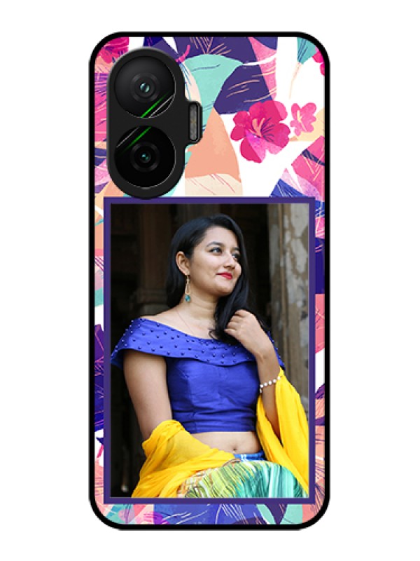 Custom Poco F7 5G Custom Glass Phone Case - Abstract Floral Design