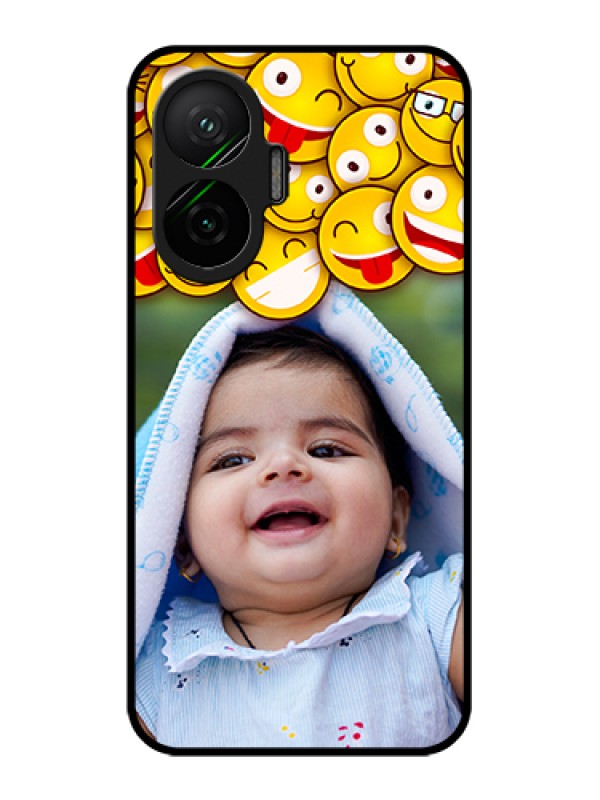 Custom Poco F7 5G Custom Glass Phone Case - With Smiley Emoji Design