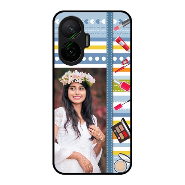 Poco F7 5G Custom Glass Phone Case - Makeup Icons Design