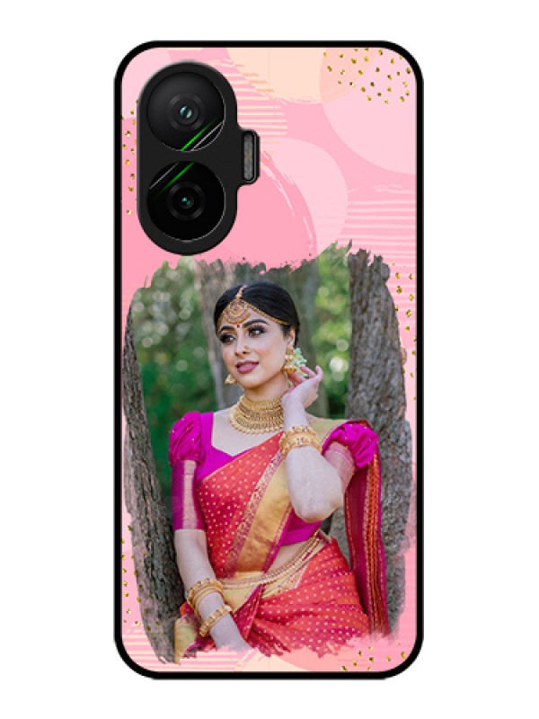 Custom Poco F7 5G Custom Glass Phone Case - Gold Glitter Splash Design