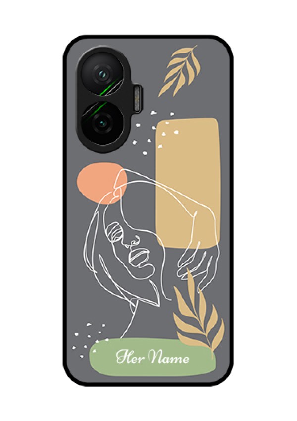 Poco F7 5G Custom Glass Phone Case - Gazing Woman Line Art Design
