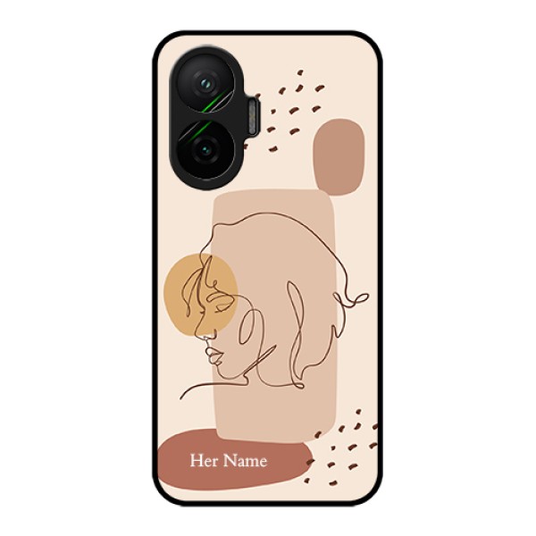 Poco F7 5G Custom Glass Phone Case - Calm Woman Line Art Design Poco F7 5G Custom Glass Phone Case - Calm Woman Line Art Design