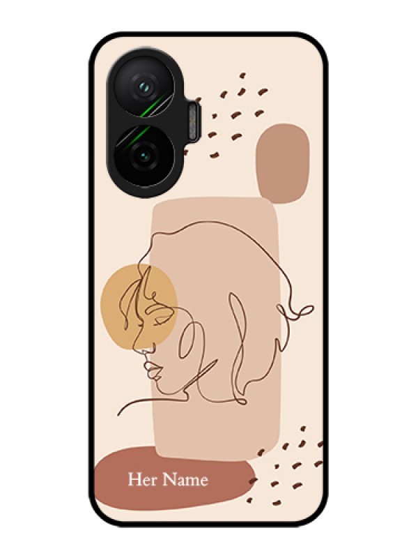 Custom Poco F7 5G Custom Glass Phone Case - Calm Woman Line Art Design