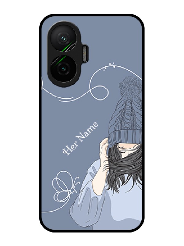 Custom Poco F7 5G Custom Glass Phone Case - Girl In Winter Outfit Design