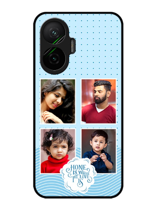 Custom Poco F7 5G Custom Glass Phone Case - Cute Love Quote With 4 Pic Upload Design