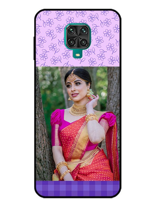 Custom Poco M2 Pro Custom Glass Phone Case  - Purple Floral Design