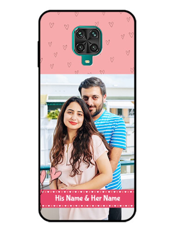 Custom Poco M2 Pro Personalized Glass Phone Case  - Love Design Peach Color