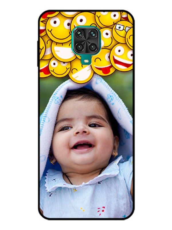 Custom Poco M2 Pro Custom Glass Mobile Case  - with Smiley Emoji Design